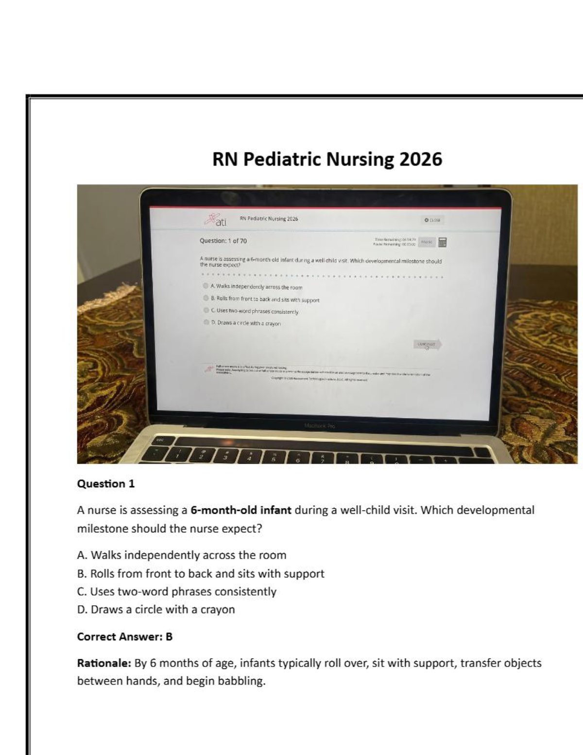 ATI RN Pediatric Nursing 2023/2026 | Actual Study Questions and Practice Test (Screenshot Q&A)