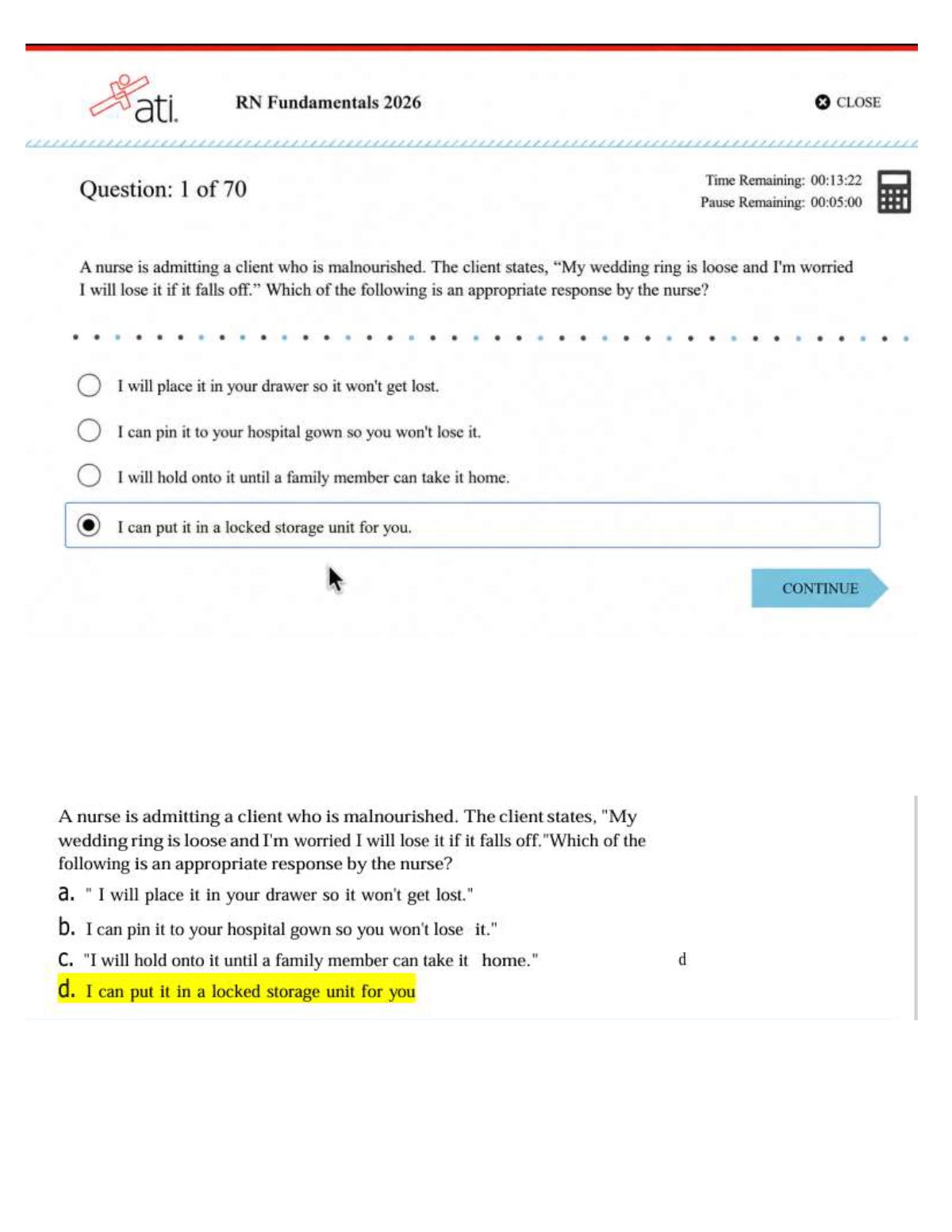 Actual ATI RN Fundamentals Proctored Exam with NGN – 70 Questions and 100% Correct Answers | RN ATI Fundamentals Nursing Proctored Exam 2023-2026 with NGN