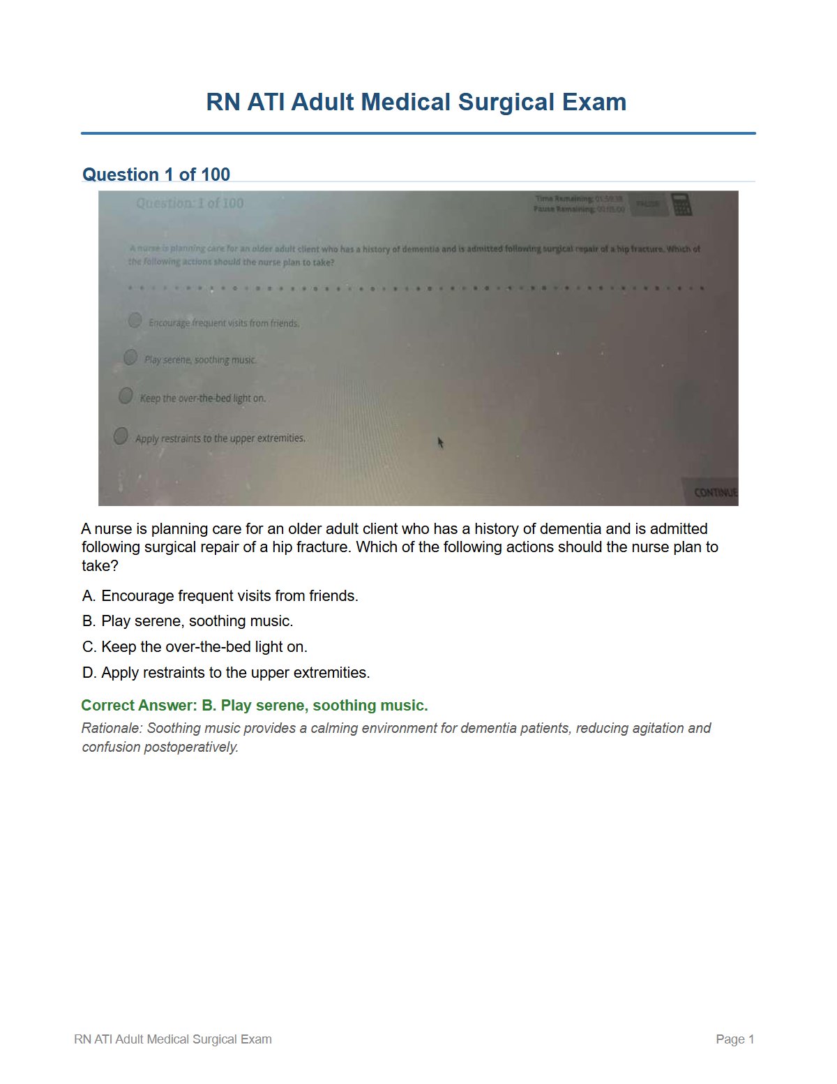 ATI RN Adult Medical Surgical (Med-Surg) 2023/2026 | Actual Study Questions and Practice Test (Screenshot Q&A)