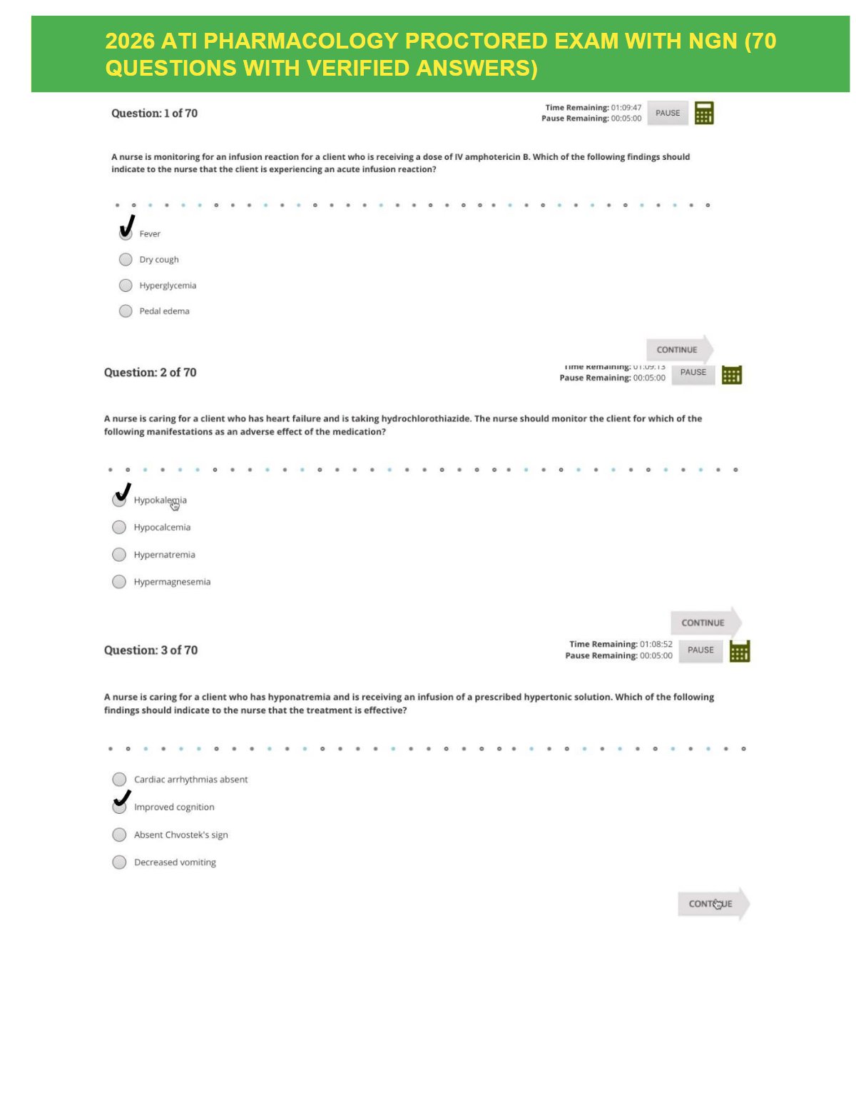 LATEST ATI PHARMACOLOGY PROCTORED 2026 EXAM WITH NGN | Actual Study Questions and Practice Test (Screenshot Q&A)