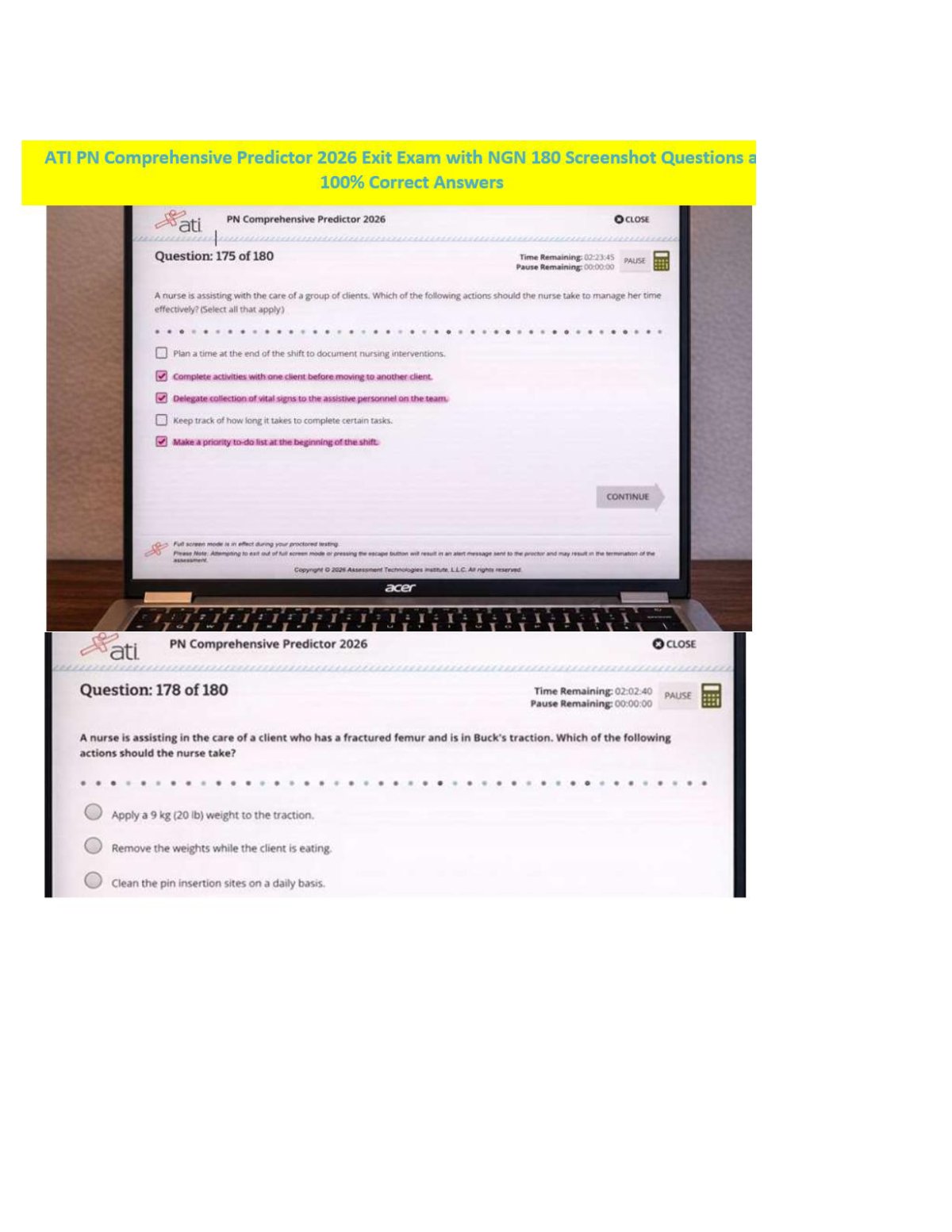 ATI PN Comprehensive Predictor 2026 Exit Exam | 180 Screenshot Q&A
